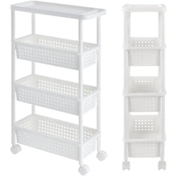 Helloshop26 - Carrello portaoggetti su ruote torre portaoggetti con carrello 100 cm bianco