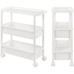 Helloshop26 - Mobile contenitore su ruote carrello portaoggetti da cucina torre 77 cm bianco