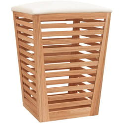 Helloshop26 - Sgabello da bagno 40,5 x 40,5 x 56 cm in legno massello di noce