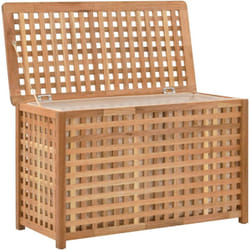 Helloshop26 - Cassapanca per la biancheria 77,5 x 37,5 x 46,5 cm in legno massello di noce