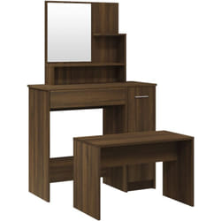 Helloshop26 - Set tavolo da trucco in rovere 86,5 x 35 x 136 cm marrone