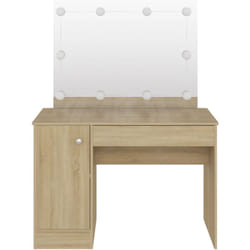 Toeletta tavolo da trucco mobili di design mobili per camera da letto con illuminazione a led 110 x 55 x 145 cm mdf rovere