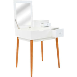 Toeletta tavolo da trucco mobile di design mobile per camera da letto con specchio 60 x 50 x 86 cm mdf bianco