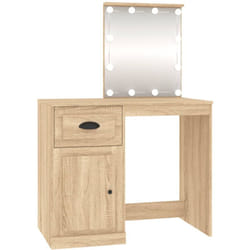 Toeletta tavolo da trucco mobile di design mobile per camera da letto con led 90 x 50 x 132,5 cm legno mdf rovere