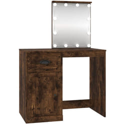 Tavolo da trucco tavolo da trucco mobile di design mobile per camera da letto con led 90 x 50 x 132,5 cm legno multistrato rovere affumicato