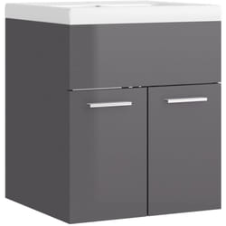 Mobile lavabo con lavabo integrato 41 x 38,5 x 46 cm in truciolare grigio lucido