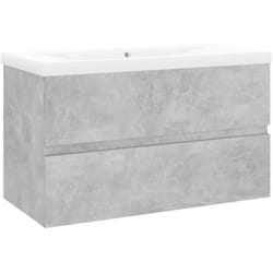 Helloshop26 - Mobile lavabo con lavabo integrato 80 x 38,5 x 45 cm in truciolare grigio cemento