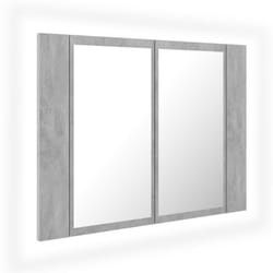Helloshop26 - Mobile bagno con specchio 60 x 12 x 45 cm led acrilico cemento grigio