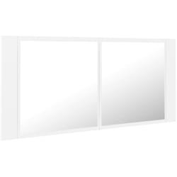 Helloshop26 - Mobile da bagno specchio led 100 x 12 x 45 cm in acrilico bianco