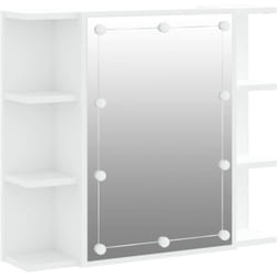 Armadietto a specchio con led 70 x 16,5 x 60 cm bianco