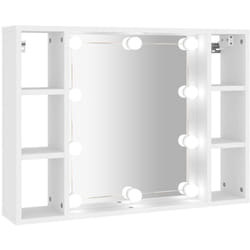 Armadietto a specchio con led 76 x 15 x 55 cm bianco