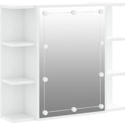Helloshop26 - Specchio contenitore con led 70 x 16,5 x 60 cm bianco lucido