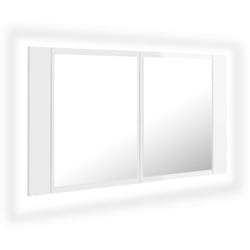 Helloshop26 - Specchio contenitore da bagno a led 80 x 12 x 45 cm in acrilico bianco lucido