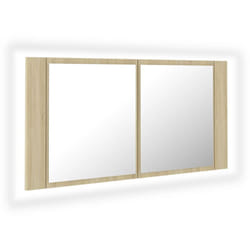 Helloshop26 - Specchio contenitore da bagno a led 90 x 12 x 45 rovere acrilico