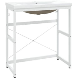 Cornice lavabo bagno 81 x 39,5 x 18,5 cm lavabo da incasso in ferro bianco