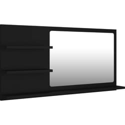 Helloshop26 - Specchio da bagno 3 ripiani 90 x 10,5 x 45 cm in truciolato nero