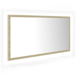 Helloshop26 - Specchio da bagno a led 90 x 8,5 x 37 cm rovere acrilico