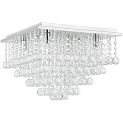 Plafoniera lampada da soffitto in alluminio cristallo artistico 38 x 38 cm cromo e bianco