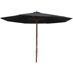 Ombrellone da esterno con palo in legno 350 cm nero