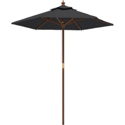 Ombrellone da giardino con palo in legno 196 x 231 cm nero