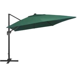 Ombrellone decentrato con luci LED in alluminio 400 x 300 cm verde
