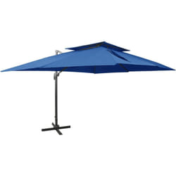 Helloshop26 - Ombrellone decentrato con doppio tetto 400 x 300 cm blu