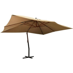 Helloshop26 - Ombrellone da giardino a sbalzo con palo in legno 400 x 300 cm tortora