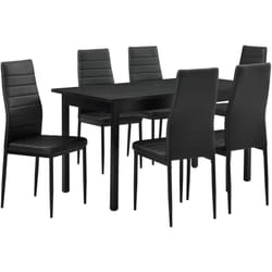 Tavolo da pranzo nero 140 cm x 60 cm x 75 cm + sedie nere 96 cm x 43 cm