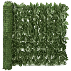 Paravento per balcone, protezione privacy, paravento con foglie 600 x 75 cm verde scuro
