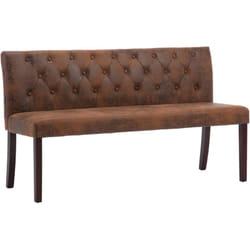 Helloshop26 - Panca panca 148,5 x 52 x 84,5 cm in similpelle scamosciata marrone