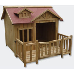 Helloshop26 - Cuccia per cani xl in legno massello con terrazza