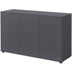 Elegante cassettiera pratica cassettiera con 2 cassetti 3 ante in truciolato 74 x 117 x 36 cm grigio scuro opaco