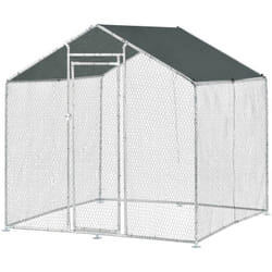 Gabbia voliera per animali da esterno con serratura, struttura in acciaio zincato 2 x 2 x 2 m argento verde scuro