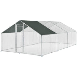 Gabbia voliera per animali da esterno con serratura, struttura in acciaio zincato 3 x 6 x 2 m argento verde scuro