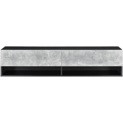 Mensola a muro 2 ante porta tv portaoggetti 140 cm effetto cemento nero