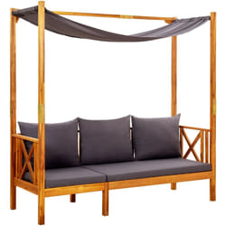Helloshop26 - Panca da giardino mobili da giardino per esterni terrazza con tenda da sole 179 x 66 x 180 cm in legno massello di acacia