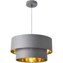 Helloshop26 - Lampada a sospensione di design 60 watt in metallo e tessuto diametro 40 cm grigio dorato