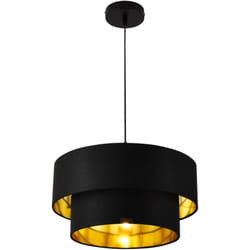 Helloshop26 - Lampadario moderno a sospensione 60 w in metallo e tessuto diametro 40 cm oro nero