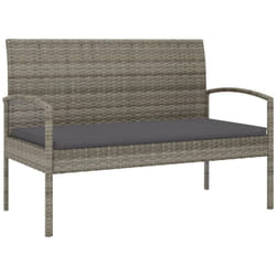 Panca da giardino per esterni, arredo da terrazza, con cuscino grigio 105 cm in resina intrecciata