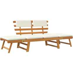 Helloshop26 - Panca da giardino 2 in 1, arredo da esterno, terrazza, con cuscini, in legno massello di acacia, 190 cm