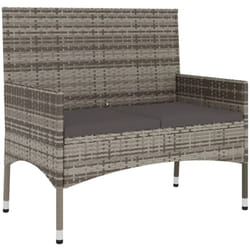 Panca da giardino 90 x 51 x 85 cm mobile da giardino per esterni terrazza a 2 posti con cuscini grigi resina intrecciata grigio scuro