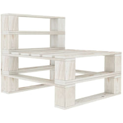 Divano centrale da giardino in pallet di legno 60 x 67,5 x 60,8 cm bianco