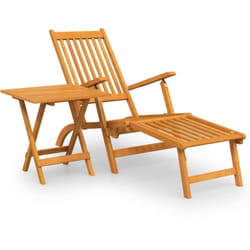 Helloshop26 - Poltrona lounge da esterno, poggiapiedi e tavolo, in massello di acacia, 167 x 56 x 75 cm