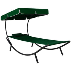 Daybed sdraio chaise longue da esterno 200 cm con tendalino e cuscino verde