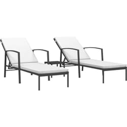 Set di 2 sdraio, sedia a sdraio, lettino da giardino, terrazza, arredamento da esterno con tavolo in resina intrecciata nera
