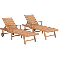 Helloshop26 - Set di 2 sedie a sdraio, sedia a sdraio, lettino da giardino, terrazza, mobili da esterno, in legno massello di teak