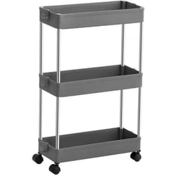Helloshop26 - Carrello portaoggetti mobile su 3 livelli scaffale con rotelle scaffale salvaspazio sottile per bagno cucina design traforato 40 x 12,5