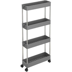 Helloshop26 - Carrello Portaoggetti Mobile su 4 Livelli Scaffale su Ruote per Bagno Cucina Piccolo Spazio 40 x 13 x 86 cm Grigio