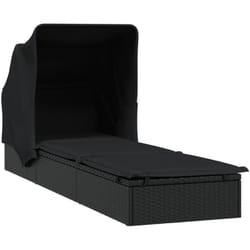 Vidaxl - Sedia a sdraio e lettino prendisole con tetto pieghevole 213 x 63 x 97 cm in resina intrecciata nera