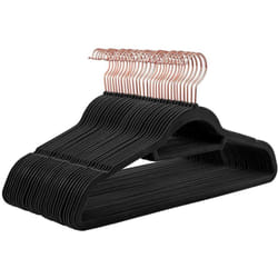 Grucce in velluto set da 30 antiscivolo con ganci girevoli rose gold spessore 0,6 cm lunghezza 45 cm per cappotti abiti pantaloni cravatte nero